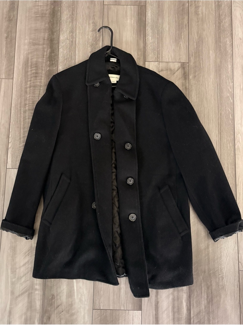 St. John's Bay Black Wool-Blend Pea Coat